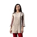 SheWill Cotton Blend Stripe Print Embroidered A-Line