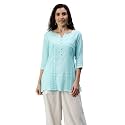 SheWill Cotton Blend Stripe Print Embroidered A-Line