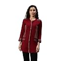 SheWill Cotton Blend Stripe Print Embroidered A-Line