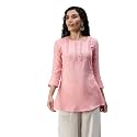 SheWill Cotton Blend Stripe Print Embroidered A-Line