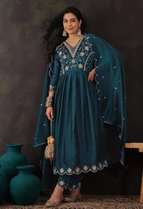 SheWill Embroidered Kurta Trouser Pant Dupatta