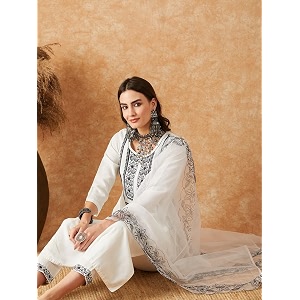 SheWill Womens Floral Yoke Embroidered Thread Work