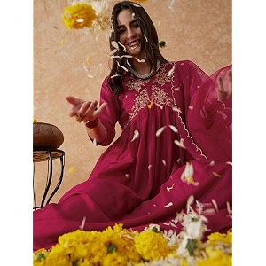 SheWill Womens Vichitra Zari Sequence Embroidery Alia