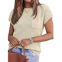 SHEWIN Womens Fall Tops for Women Casual Crewneck Short Sleeve Shirts Cap Sleeve Knit Sweater Vest Summer Tops