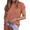 SHEWIN Womens Fall Tops for Women Casual Crewneck Short Sleeve Shirts Cap Sleeve Knit Sweater Vest Summer Tops