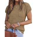 SHEWIN Womens Fall Tops for Women Casual Crewneck Short Sleeve Shirts Cap Sleeve Knit Sweater Vest Summer Tops