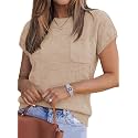 SHEWIN Womens Fall Tops for Women Casual Crewneck Short Sleeve Shirts Cap Sleeve Knit Sweater Vest Summer Tops