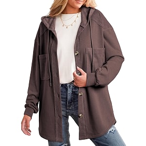 SHEWIN Womens Shacket Casual Fall Jackets Hooded