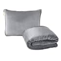 ShezPretty Premium 2in1 Soft Travel Blanket Pillow with Airline Hand Luggage Sleeve and Backpack Clip Airplane (Grey)