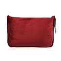 ShezPretty Premium 2in1 Soft Travel Blanket Pillow with Airline Hand Luggage Sleeve and Backpack Clip Airplane (Burgundy)