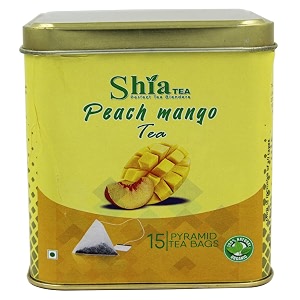 shia peach mango tea  herbal tea  genuine organic flavour  100 grams  pyramid tea bags peach mango tea bags