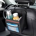 SHIBUI Trunk Backseat Organizer Large Anti-Slip Multi-Compartment Storage Utility Tool Space Saver Trash Bag For Car Organizer Back Seat,Hanging Mini Trash Bag Black. Fabric, Inside