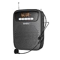 SHIDU Bluetooth Voice Amplifier for Teachers, Voice Amplifier with Wired Microphone Personal Megaphone PA System Support TF/U Disk/FM Radio for Teachers, Classroom, Tour Guide, Yoga, Fitness, Black