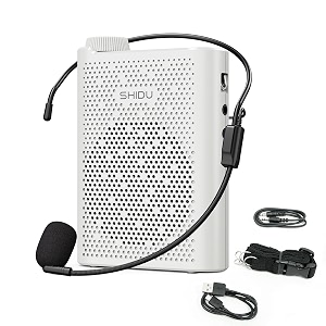 shidu voice amplifier 10w portable speaker with microphone rechargable personal pa system support bluetooth 50 tf aux for teacher classroom tour guide yoga speech white