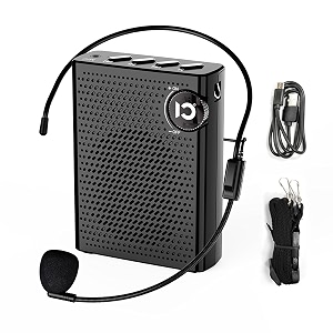 shidu voice amplifier portable pa system with headset microphone 10w power amplifier bluetooth 50 speaker support tf aux fm for teacher tour guide training black