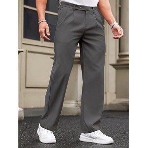 SHIENZY Mens Formal Black Trousers Tailored