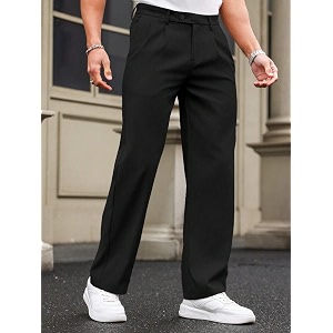 SHIENZY Mens Formal Black Trousers Tailored