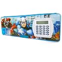 Multipurpose Magnetic Pencil Box With Calculator For Girls &amp; Boys For School, Birthday Gift Cartoon Printed Pencil Case For Kids (Blue) - Plastic