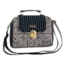 Women’s Cotton Printed Vegan Leather Satchel | Medium Top Handle Handbag with Lock Closure | Spacious Crossbody Sling Bag | Elegant Ladies Purse | Gift for Teenagers