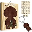 Shih Tzu Dog Leash Holder Wall Mount with Scrabble Letters, Wooden Dog Wall Hook Organizer, Pet Collar and Harness Holder Entryway, Key Hook &amp; Leash Rack, Home Decor for Pet Lovers PF297-66