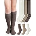 Shihanee 3 Pairs Ribbed Knee High Socks for Women Winter