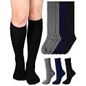 Shihanee 3 Pairs Ribbed Knee High Socks for Women Winter