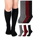 Shihanee 3 Pairs Ribbed Knee High Socks for Women Winter