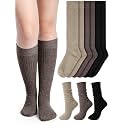 Shihanee 3 Pairs Ribbed Knee High Socks for Women Winter