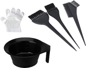 shihen hair color brush and bowl with disposable gloves and for hair coloring for men and women home salon facial cream bleach mixing bowl set 5 items in the set