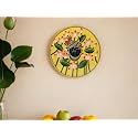 SHILPAM Handcrafted Traditional Pichwai Artwork Krishna Ji Floral Painted Round Shape Wooden Wall Hanging Plate for Decorative Home, Office, Cafe, Restraunt (6 inches)