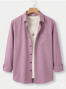 SHIMAK Men Solid Formal Pink Shirt