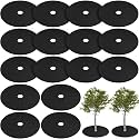 Shimeyao 16 Pcs 32. 2 Inch Non Woven Tree Mulch Ring Round Tree Weed Barrier Mat Reusable Landscape Protector Base Barrier Fabric for Weed Root Protection (Black)