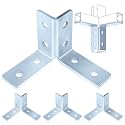 Shimeyao 4 Pcs 8 Hole Double Corner Channel Wing Fitting, Galvanized Steel Wing Shape 90 Degree Fitting Bracket Fit for 1/2" Bolt in 1-5/8" Strut Channel