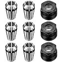 Shimeyao 9 Pcs Er11 Spring Collet Nut Set Er11 1/4'' Collets + Clamping Nut Precision Spring Collet Set for Cnc Engraving Machine Milling Lathe Tool