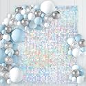 Shimmer Wall Backdrop Rainbow Silver - 6ftx4ft Sparkly Sequin Backdrop Panels for Birthday Anniversary Wedding Engagement Decorations