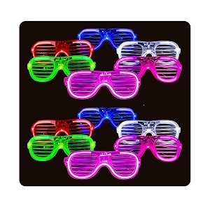shimmers glow glasses for party set  neon style light up eyewear for kids amp adults fun photo booth props for birthday events festival wear