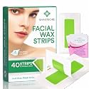 ShineMore Facial Wax Strips for Hair Removal - Hypoallergenic for All Skin Types - Gentle and Fast-Working for Face, Eyebrow, Upper Lip, and Chin (40 Strips + 4 Calming Oil Wipes NATURE Ingredients)