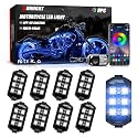 SHINIGHT 8 Pcs Motorcycle LED Light Kits, App Control Multicolor IP67