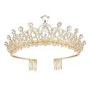 Shining Diva Fashion Crystal Tiara and Crown for Women Stylish Headband Crowns with Comb Tiaras for Girls Kids Queen Princess Wedding Bridal Birthday Gift Hair Accessories