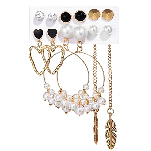 shining diva fashion latest stylish combo design 6 pairs metal earrings for women and girls