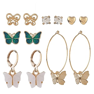 shining diva fashion latest stylish combo design 6 pairs metal earrings for women and girls