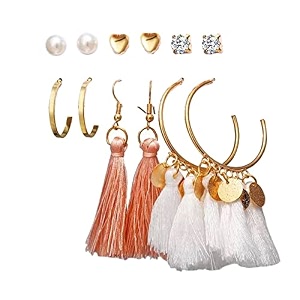 shining diva fashion latest stylish combo design 6 pairs metal earrings for women and girls