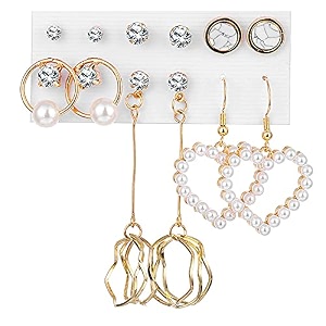 shining diva fashion latest stylish combo design 6 pairs metal earrings for women and girls