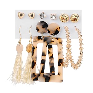 shining diva fashion latest stylish combo design 6 pairs metal earrings for women and girls