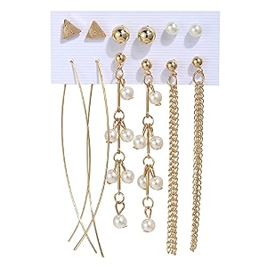 shining diva fashion latest stylish combo design 6 pairs metal earrings for women and girls