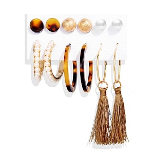 shining diva fashion latest stylish combo design 6 pairs metal earrings for women and girls