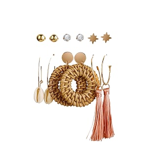 shining diva fashion latest stylish combo design 6 pairs metal earrings for women and girls