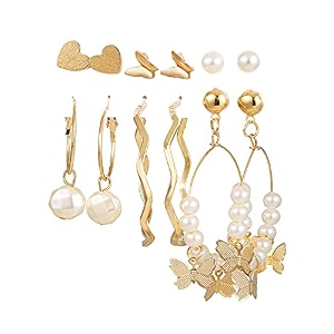 shining diva fashion latest stylish combo design 6 pairs metal earrings for women and girls