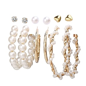 shining diva fashion latest stylish combo design 6 pairs metal earrings for women and girls