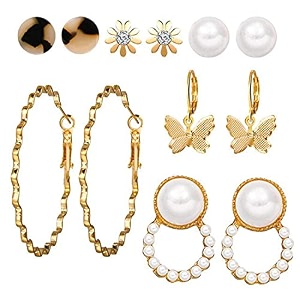 shining diva fashion latest stylish combo design 6 pairs metal earrings for women and girls